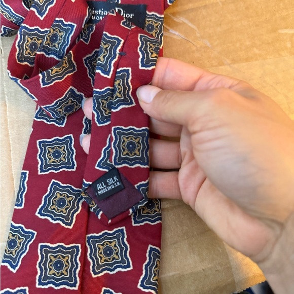 Christian Dior Vintage Silk Geometric Tie - Picture 3 of 5
